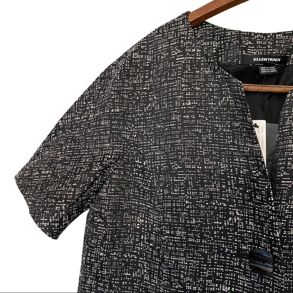 Ellen Tracy Short Sleeve Single Button Black Business Blazer - Picture 3 of 6